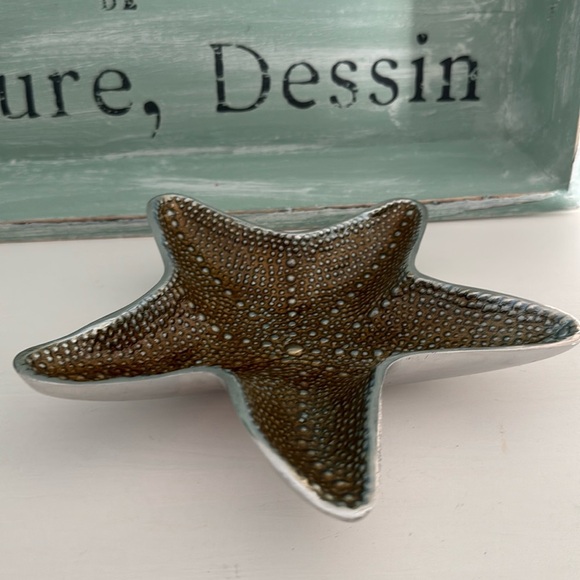 Mariposa Golden Brown Enamel on 100% Recycled Aluminum Starfish Tray from Mexico - Picture 1 of 5